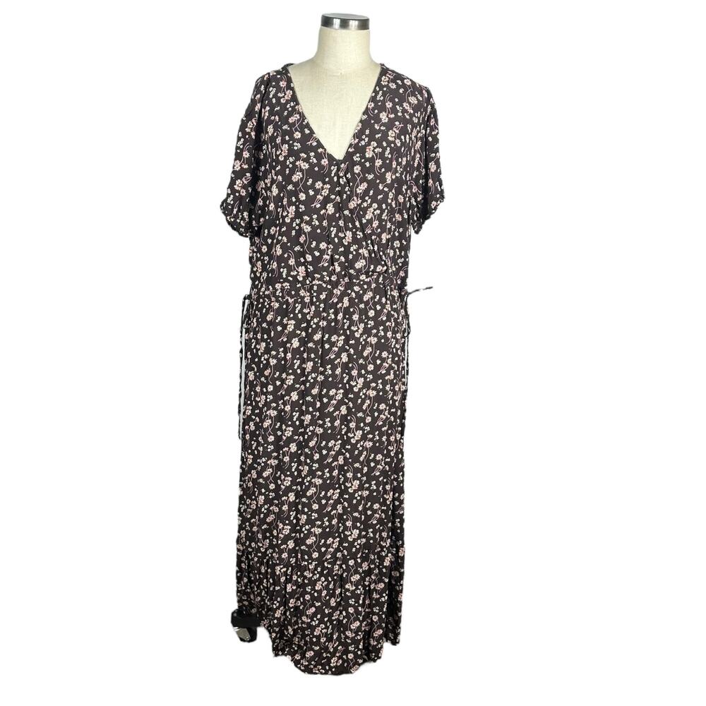 FATFACE Brown Floral Daisy Pattern Midi Dress Women's‎ Size 16 Flower Preppy